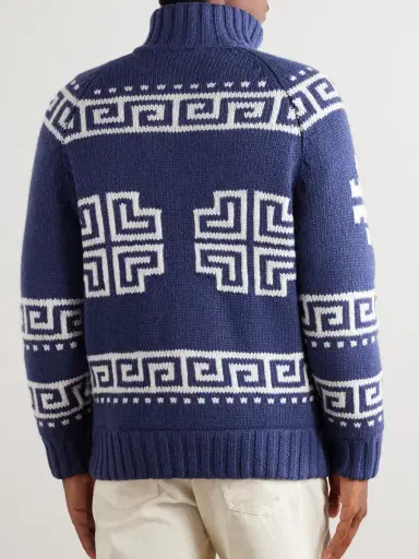 Brunello Cucinelli Jacquard-Knit Cashmere Down Rollneck Cardigan - Men | Thumbnail 4
