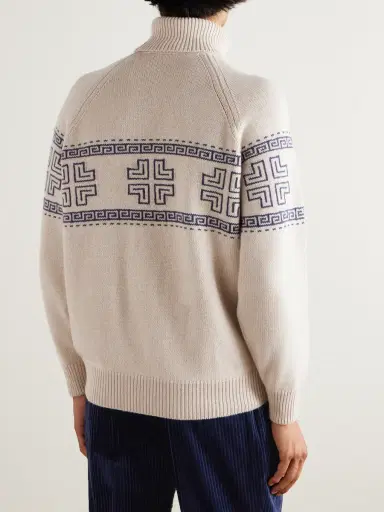 Brunello Cucinelli Intarsia-Knit Cashmere Rollneck Sweater - Men | Thumbnail 4