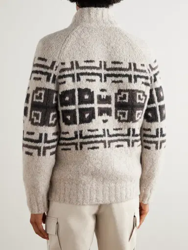 Brunello Cucinelli Intarsia-Knit Alpaca-Blend Cardigan - Men | Thumbnail 4 Brunello Cucinelli Intarsia-Knit Alpaca-Blend Cardigan - Men | Thumbnail 4
