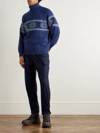 Brunello Cucinelli Intarsia-Knit Cashmere Rollneck Sweater - Men | Thumbnail 2