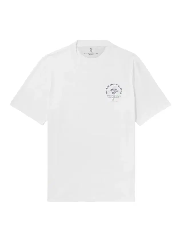 Brunello Cucinelli Logo-Print Cotton-Piqué T-Shirt - Men