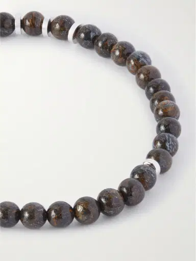 Mikia Circle4 Sterling Silver, Labradorite and Bronzite Beaded Bracelet - Men | Thumbnail 4