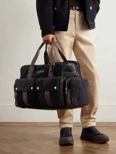 Brunello Cucinelli Leather-Trimmed Suede Weekend Bag - Men | Thumbnail 2 Brunello Cucinelli Leather-Trimmed Suede Weekend Bag - Men | Thumbnail 2
