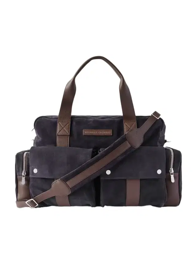 Leather-Trimmed Suede Weekend Bag - Men