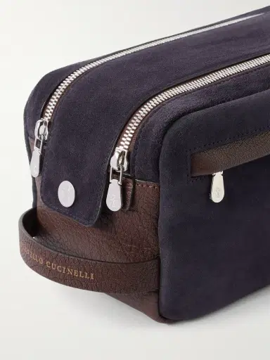 Brunello Cucinelli Leather-Trimmed Suede Wash Bag - Men | Thumbnail 3 Brunello Cucinelli Leather-Trimmed Suede Wash Bag - Men | Thumbnail 3