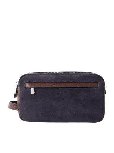Brunello Cucinelli Leather-Trimmed Suede Wash Bag - Men | Thumbnail 1 Brunello Cucinelli Leather-Trimmed Suede Wash Bag - Men | Thumbnail 1