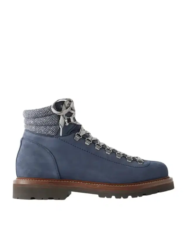 Flannel-Trimmed Nubuck Boots - Men