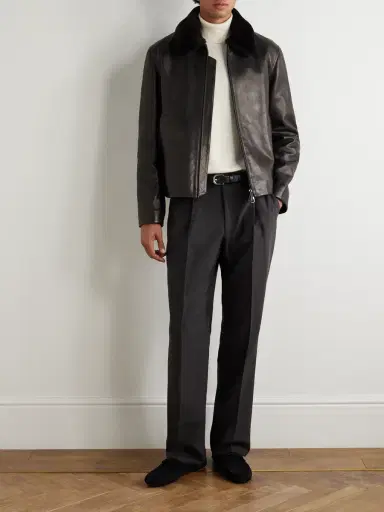 Loro Piana Baydan Shearling-Trimmed Aviator Jacket - Men | Thumbnail 2