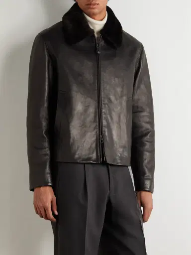 Loro Piana Baydan Shearling-Trimmed Aviator Jacket - Men | Thumbnail 3