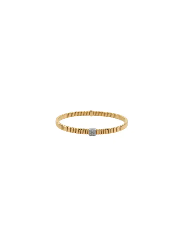 0.11ct Diamond 18K Gold Italian Bangle Bracelet