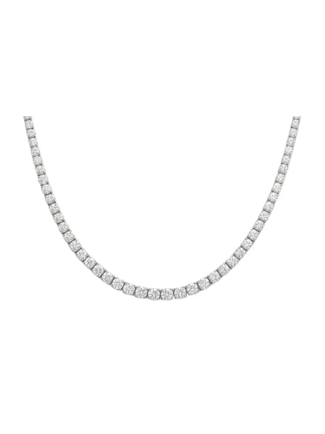 Wish Fine Jewelry 20.81ct Diamond 18K Gold Classic Tennis Necklace