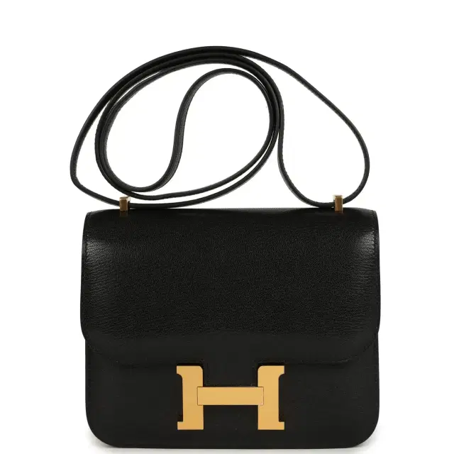 hermes Hermes Constance 18 Black Chevre Chamkila Gold Hardware