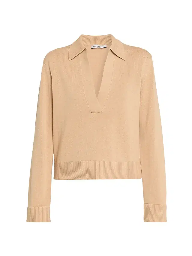 Women's Cotton-Cashmere Polo Shirt - Light Camel
