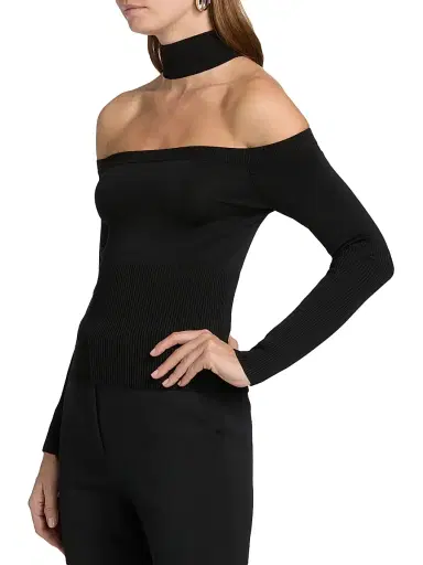 Simkhai Women's Lila Off-the-Shoulder Top - Black - Size Small | Thumbnail 4 Simkhai Women's Lila Off-the-Shoulder Top - Black - Size Small | Thumbnail 4