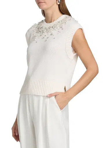 SIMKHAI Women's Candra Embellished Sweater Vest | Thumbnail 4 SIMKHAI Women's Candra Embellished Sweater Vest | Thumbnail 4