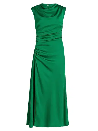 SIMKHAI Women's Burke Draped Midi-Dress - Kelly Green | Thumbnail 1 SIMKHAI Women's Burke Draped Midi-Dress - Kelly Green | Thumbnail 1