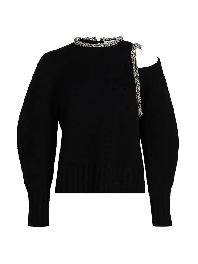 Women's Monroe Embellished Cold-Shoulder Sweater - Black