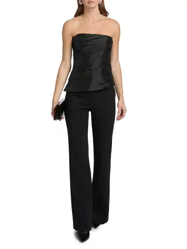 Simkhai Women's Emerson Gathered Satin Bustier Top - Black - Size 00 | Thumbnail 2