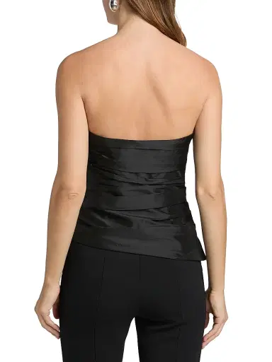 Simkhai Women's Emerson Gathered Satin Bustier Top - Black - Size 00 | Thumbnail 5