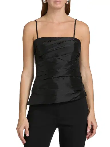 Simkhai Women's Emerson Gathered Satin Bustier Top - Black - Size 00 | Thumbnail 6
