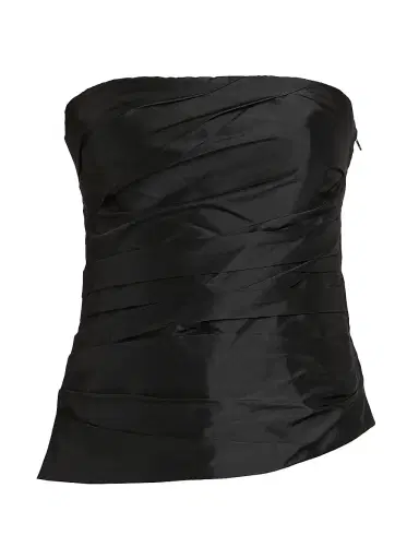 Simkhai Women's Emerson Gathered Satin Bustier Top - Black - Size 00 | Thumbnail 1
