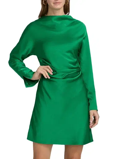 Simkhai Women's Harpor Satin Minidress - Kelly Green - Size 0 | Thumbnail 3 Simkhai Women's Harpor Satin Minidress - Kelly Green - Size 0 | Thumbnail 3