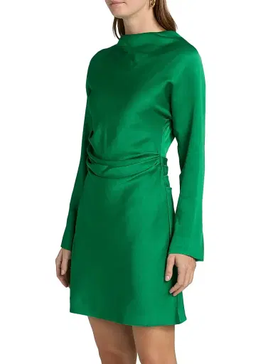 Simkhai Women's Harpor Satin Minidress - Kelly Green - Size 0 | Thumbnail 4 Simkhai Women's Harpor Satin Minidress - Kelly Green - Size 0 | Thumbnail 4