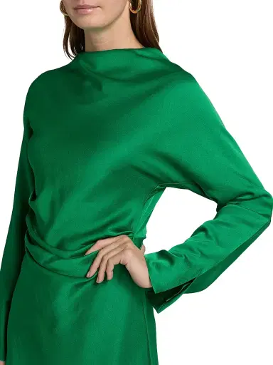 Simkhai Women's Harpor Satin Minidress - Kelly Green - Size 0 | Thumbnail 6 Simkhai Women's Harpor Satin Minidress - Kelly Green - Size 0 | Thumbnail 6