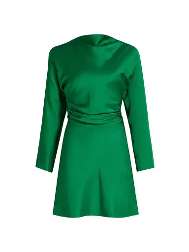 Simkhai Women's Harpor Satin Minidress - Kelly Green - Size 0 | Thumbnail 1 Simkhai Women's Harpor Satin Minidress - Kelly Green - Size 0 | Thumbnail 1