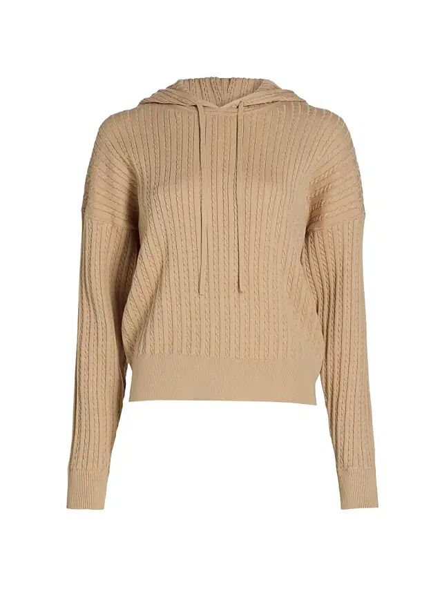 SIMKHAI Women's Cable-Knit Cotton-Cashmere Hoodie - Light Camel