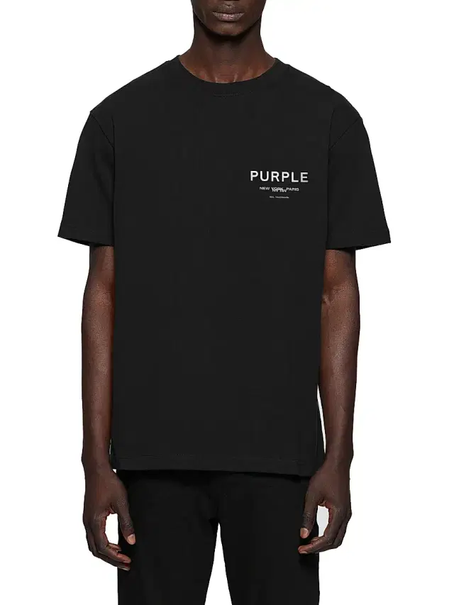 Purple Brand Men's Logo Jersey Crewneck T-Shirt - Black
