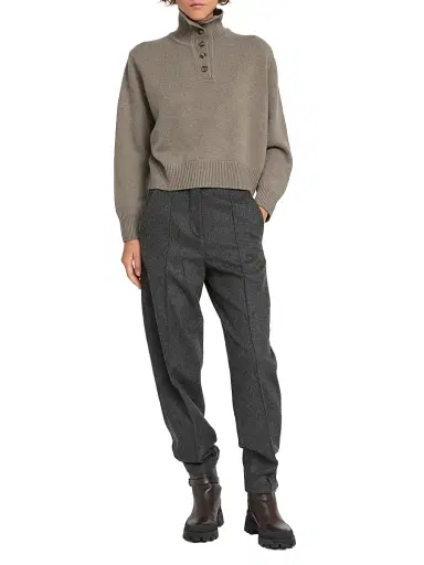 Yves Salomon Women's Wool-Cashmere Stand-Collar Sweater - Etretat - Size Large | Thumbnail 2