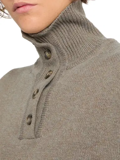 Yves Salomon Women's Wool-Cashmere Stand-Collar Sweater - Etretat - Size Large | Thumbnail 6