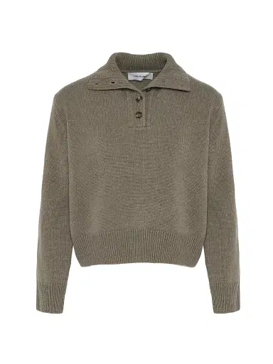 Yves Salomon Women's Wool-Cashmere Stand-Collar Sweater - Etretat - Size Large | Thumbnail 1