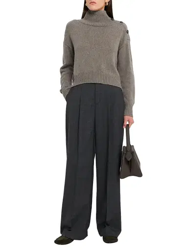 Yves Salomon Women's Wool-Cashmere Crop Turtleneck Sweater - Etretat - Size XL | Thumbnail 2