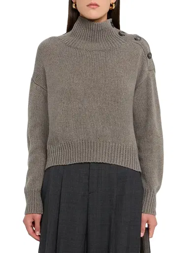 Yves Salomon Women's Wool-Cashmere Crop Turtleneck Sweater - Etretat - Size XL | Thumbnail 3