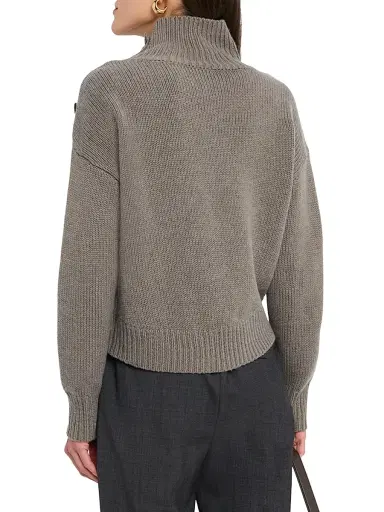 Yves Salomon Women's Wool-Cashmere Crop Turtleneck Sweater - Etretat - Size XL | Thumbnail 4