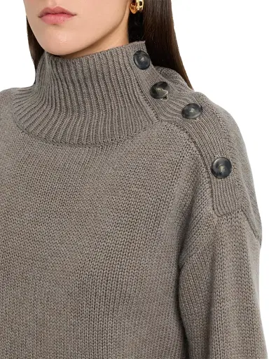 Yves Salomon Women's Wool-Cashmere Crop Turtleneck Sweater - Etretat - Size XL | Thumbnail 5