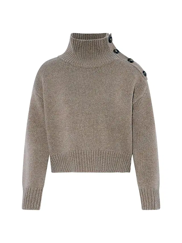 Yves Salomon Women's Wool-Cashmere Crop Turtleneck Sweater - Etretat