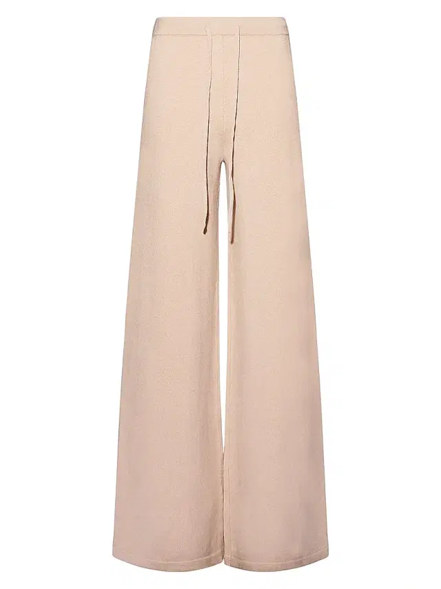 Yves Salomon Women's Wool Drawstring Wide-Leg Pants - Ficelle