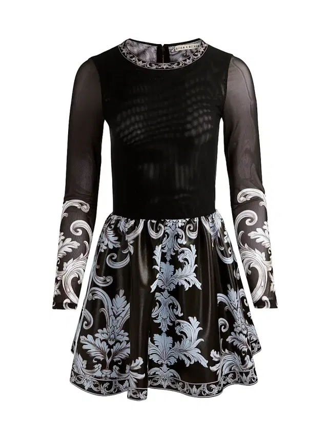 Alice + Olivia Women's Chara Mixed-Media Minidress - Winters Tale