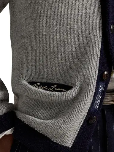 Polo Ralph Lauren Men's Yankees Wool-Blend Shawl Cardigan - Grey Combo | Thumbnail 5 Polo Ralph Lauren Men's Yankees Wool-Blend Shawl Cardigan - Grey Combo | Thumbnail 5