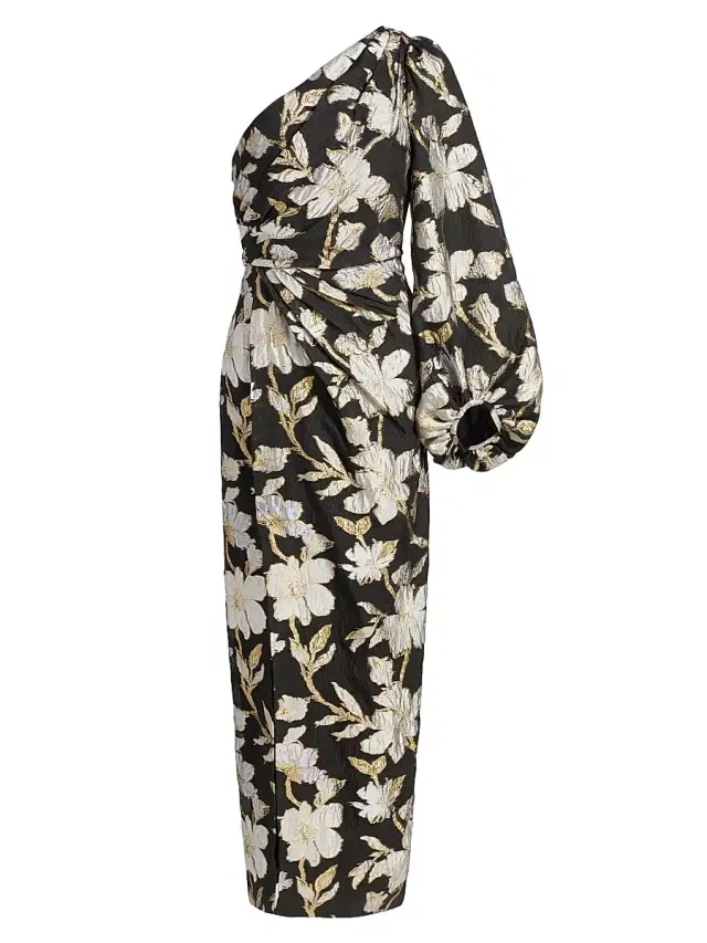 Milly Women's Cher Floral Jacquard Maxi Dress - Black Gold