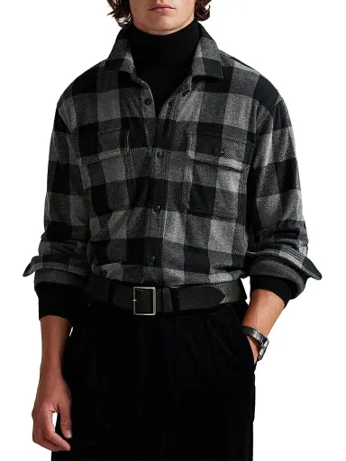 Polo Ralph Lauren Men's Plaid Flannel Knit Overshirt | Thumbnail 3