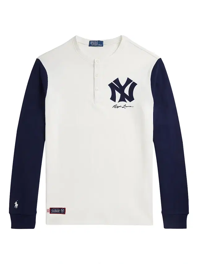 Men's New York Yankees Henley Shirt - Deckwash White Newport Navy