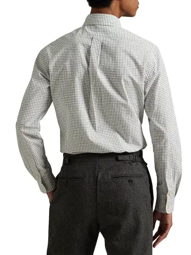 Polo Ralph Lauren Men's Tattersall Cotton Poplin Button-Down Shirt - Cream Forest Multi | Thumbnail 4 Polo Ralph Lauren Men's Tattersall Cotton Poplin Button-Down Shirt - Cream Forest Multi | Thumbnail 4