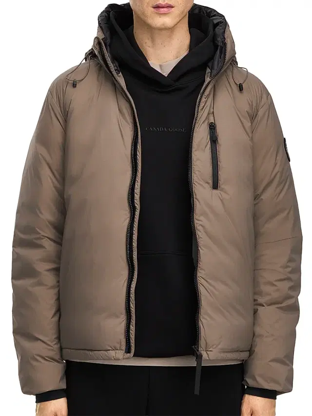 Men's Lodge Down Hooded Jacket - Taupe Grey