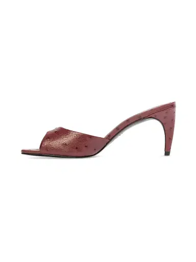 Black Suede Studio Women's Jazz 70MM Mule Sandals - Ruby Ostrich Leather - Size 8 | Thumbnail 4