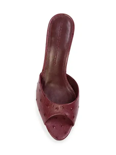 Black Suede Studio Women's Jazz 70MM Mule Sandals - Ruby Ostrich Leather - Size 8 | Thumbnail 5