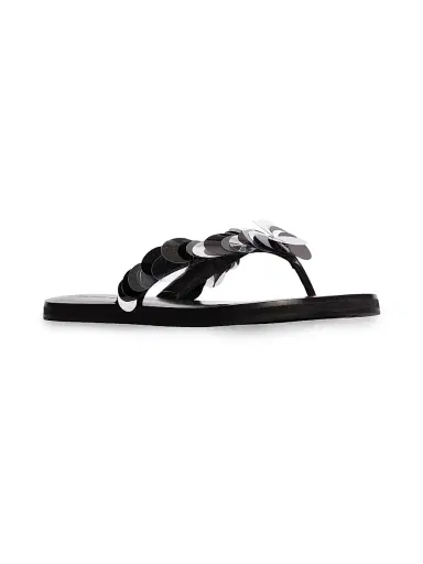 Black Suede Studio Women's GLW Flop Paillettes Flip Flop - Black Leather - Size 10 | Thumbnail 2 Black Suede Studio Women's GLW Flop Paillettes Flip Flop - Black Leather - Size 10 | Thumbnail 2